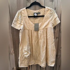 Anthropologie Girls From Savoy 100% cotton tunic top in ivory size medium